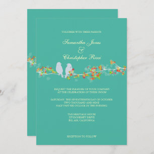 PixDezines LOVE BIRDS/DIY BACKGROUND COLOR Invitation