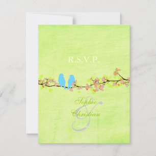 PixDezines LOVE BIRDS/DIY BACKGROUND COLOR RSVP Card