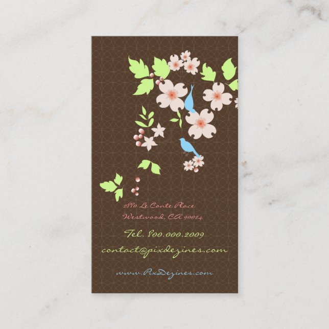 PixDezines love birds+dogwood branch/diy colours Business Card (Front)