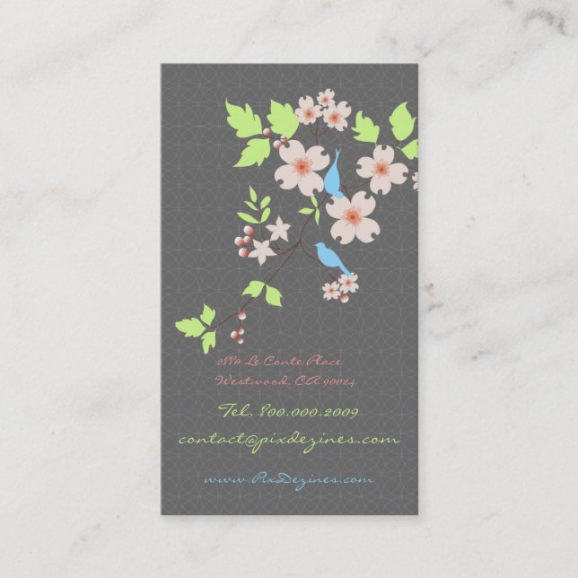 PixDezines love birds+dogwood branch/diy colours Business Card (Front)