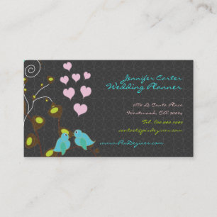 PixDezines love birds+floating hearts/diy colours Business Card