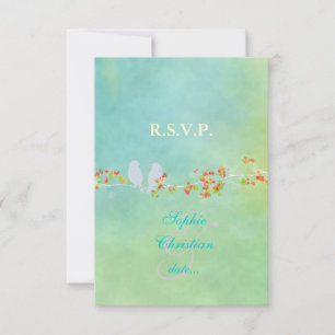 PixDezines Love birds on watercolor, RSVP