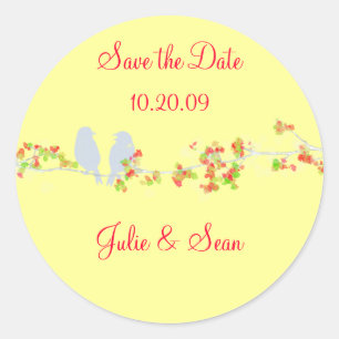 PixDezines love birds/save date/DIY background Classic Round Sticker