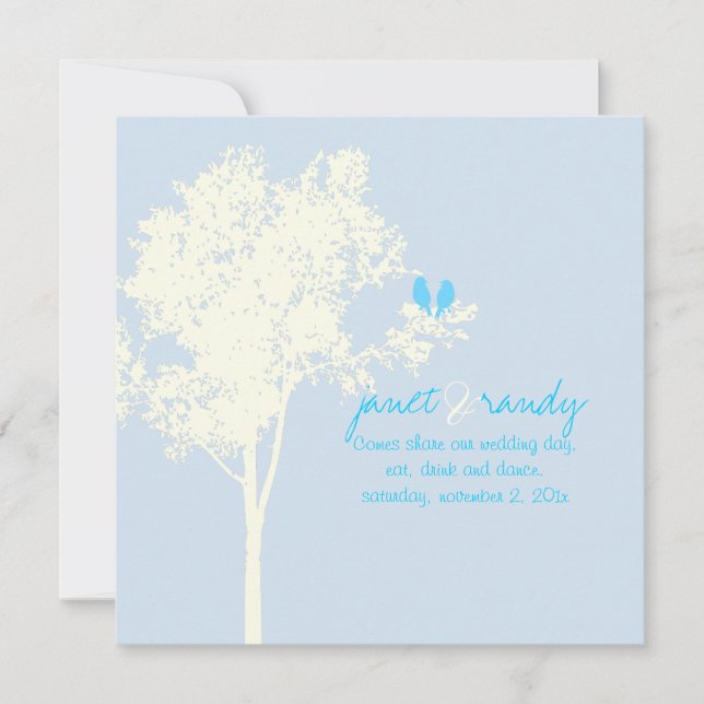 PixDezines Love Birds, Snow Ash Tree/DIY colour! Invitation (Front)