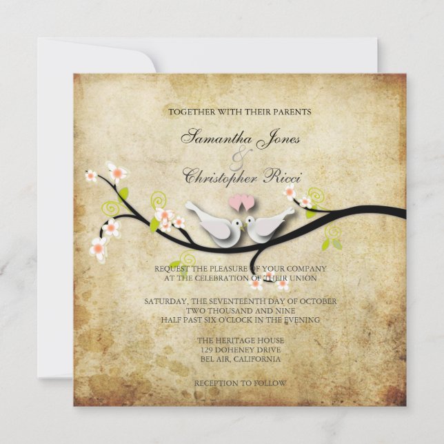 PixDezines love doves/diy background colour Invitation (Front)