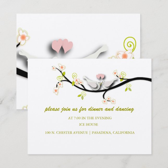PixDezines love doves/diy background colour Invitation (Front/Back)