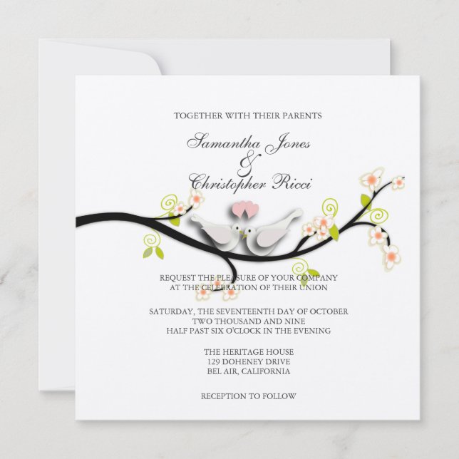 PixDezines love doves/diy background colour Invitation (Front)