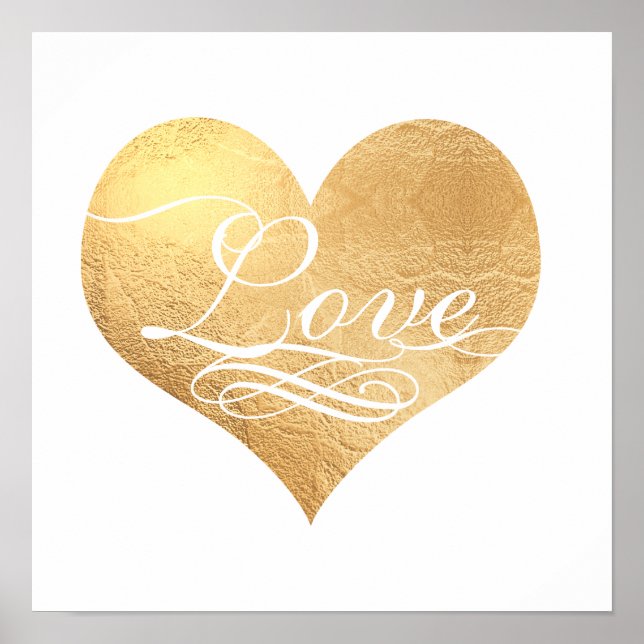 PixDezines Love Faux Gold Heart Poster (Front)