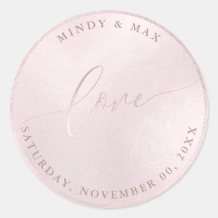 PixDezines LOVE IRIDESCENT BLUSH PINK Classic Round Sticker