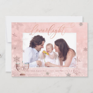 PixDezines Love+ Light Hanukkah Real Snowflakes Holiday Card