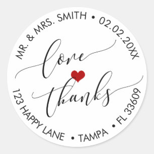 PixDezines LOVE+THANKS+HEART Classic Round Sticker