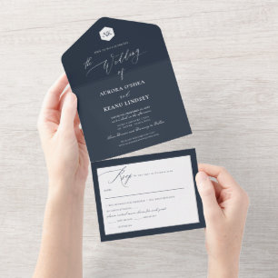 PixDezines Luxe Calligraphy DIY Colour Slate Blue All In One Invitation