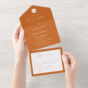 PixDezines Luxe Calligraphy DIY Colour Terra Cotta All In One Invitation