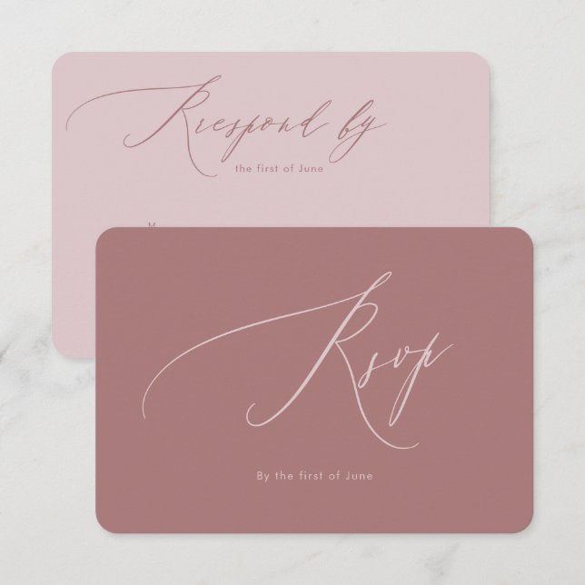 PixDezines Luxe Calligraphy Dusty Rose RSVP (Front/Back)