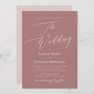 PixDezines Luxe Calligraphy Dusty Rose Wedding Invitation