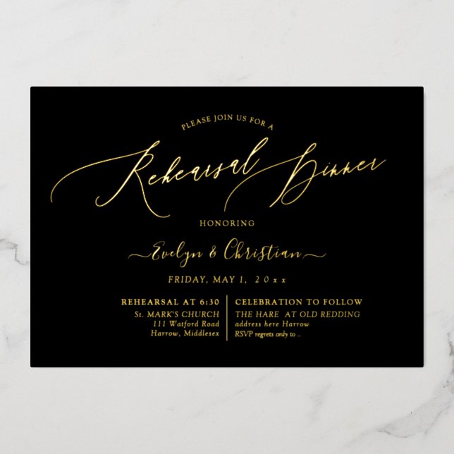 PixDezines Luxe Calligraphy Rehearsal Dinner Real (Front)