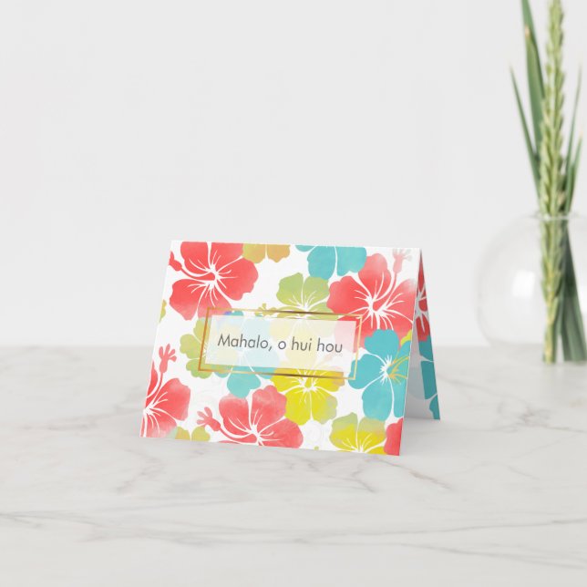 PixDezines mahalo, o hui hou/hibiscus Thank You Card (Front)