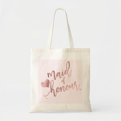 Image of PixDezines Maid of../Faux Rose Gold Script Tote Bag