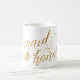 PixDezines Maid of Honour/Faux Gold/Modern Script Coffee Mug