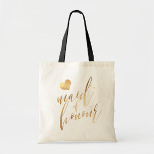 PixDezines Maid of Honour/Faux Gold Script Tote Bag