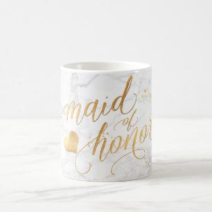 PixDezines Maid of Honour/Marble+Faux Gold/Script Coffee Mug