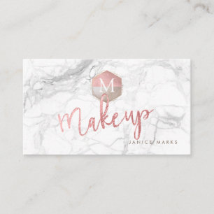 PIXDEZINES MAKE-UP ARTIST MARBLE FAUX ROSE GOLD BUSINESS CARD