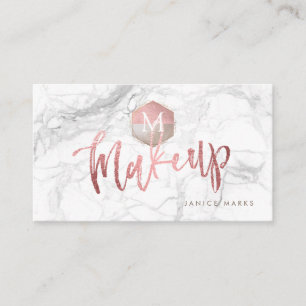 PIXDEZINES MAKE-UP ARTIST MARBLE   FAUX ROSE GOLD BUSINESS CARD