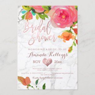 PixDezines Marble Bridal Shower/Floral Invitation