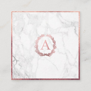 PixDezines Marble+DIY Faux Rose Gold Monogram Square Business Card