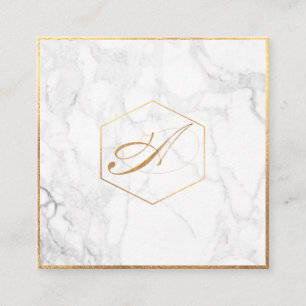 PixDezines Marble+Elegant Script Font Monogram Square Business Card
