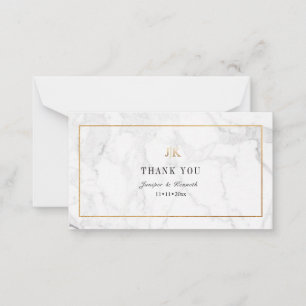 PixDezines Marble Faux Gold Classic Thank You Card