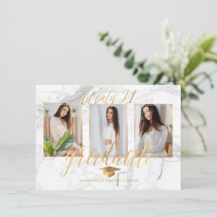 PixDezines Marble Faux Gold Graduation Invita Invitation