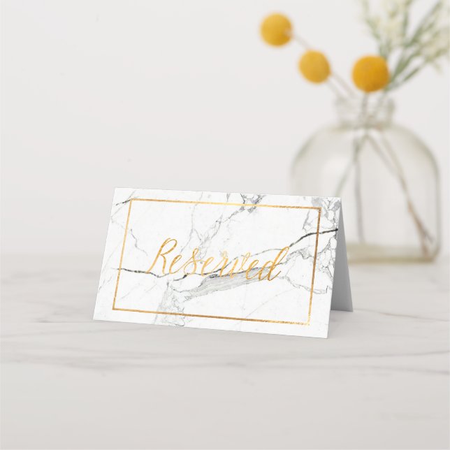 PixDezines Marble+Faux Gold Reserved Table Cards (Front)