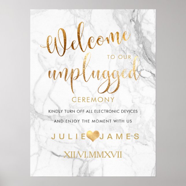 PixDezines Marble/Faux Gold/#UNPLUGGED Poster (Front)