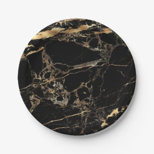 PixDezines Marble/Faux Gold Veins Paper Plate