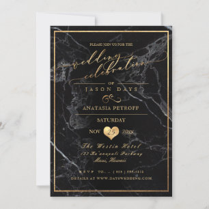 PixDezines Marble/Faux Gold/Wedding Celebration Invitation