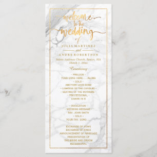 PixDezines Marble+Faux Gold Wedding Program Programme