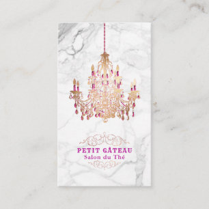 PixDezines Marble+Faux Rose Gold Chandelier Business Card