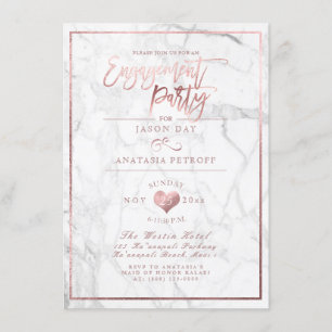 PixDezines Marble/Faux Rose Gold/Engagement Party Invitation