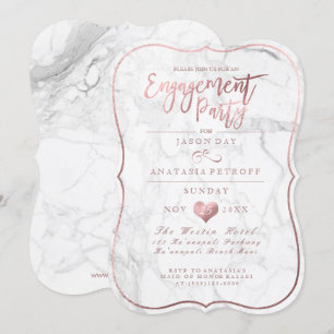 PixDezines Marble/Faux Rose Gold/Engagement Party Invitation