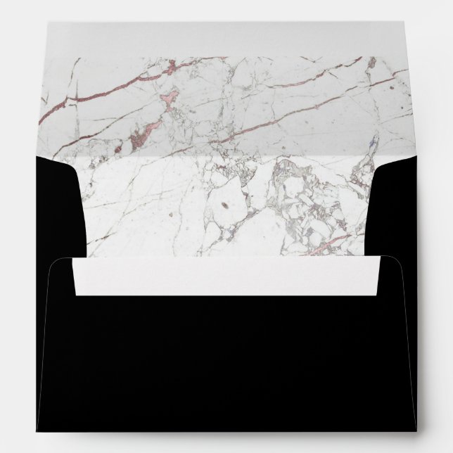 PixDezines Marble+Faux Rose Gold Frame Envelope (Back (Bottom))