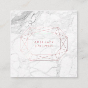 PixDezines Marble+Faux Rose Gold Oval Cut Square Business Card
