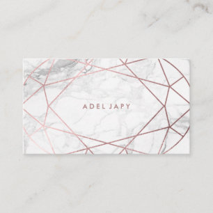 PixDezines Marble+Faux Rose Gold Oval  Gem Cut Business Card