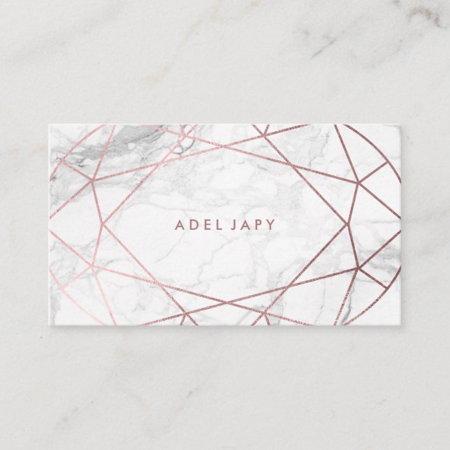PixDezines Marble+Faux Rose Gold Oval  Gem Cut Business Card (Front)