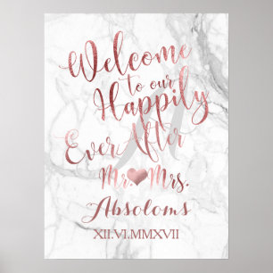 PixDezines Marble/Faux Rose Gold/Reception Poster