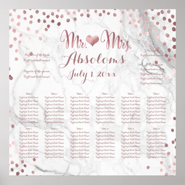 PixDezines Marble/Faux Rose Gold Specks/Seating Poster (Front)