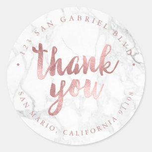 PixDezines Marble Faux Rose Gold Thank You Classic Round Sticker