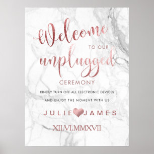 PixDezines Marble/Faux Rose Gold/#UNPLUGGED Poster