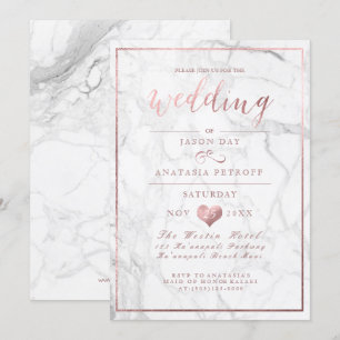 PixDezines Marble/Faux Rose Gold/Wedding Invitation