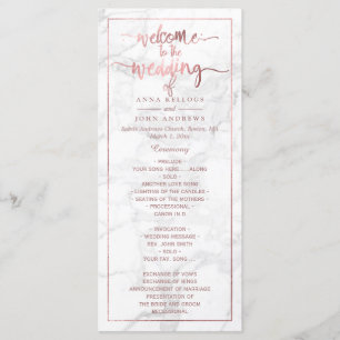 PixDezines Marble+Faux Rose Gold Wedding Program Programme
